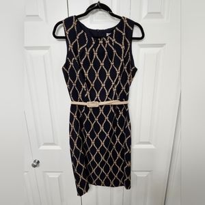 *Navy Belted Sheath Dress*
